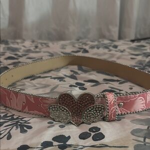 Pink Heart-Embellished Women's Belt